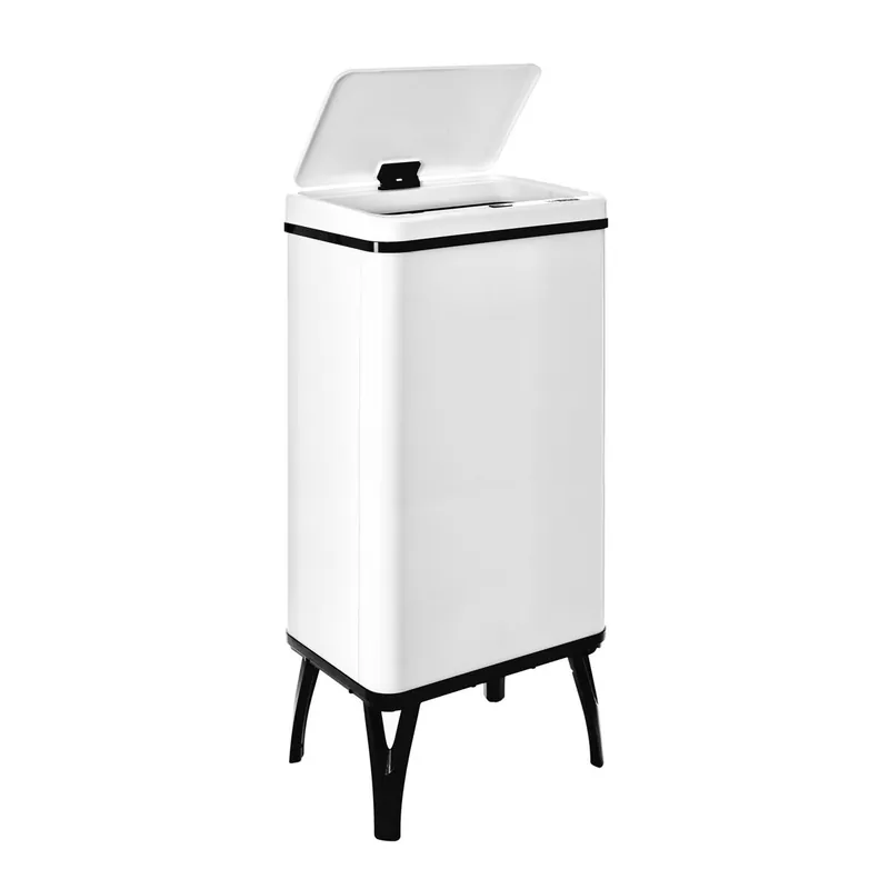 WELL HOME MOBILIARIO & DECORACIÓN Cubo de basura inteligente con apertura automática y contacto manual de 50L, 35,5x26x83,5cm color blanco. - Baño