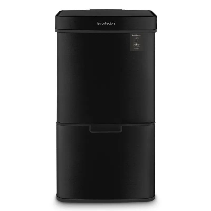 Papelera Reciclaje 3 Compartimentos 69L Les Collectors N°1012 | Acero Inoxidable | Sensor Infrarrojo Sin Contacto | Cierre Silencioso | Plateado - Baño