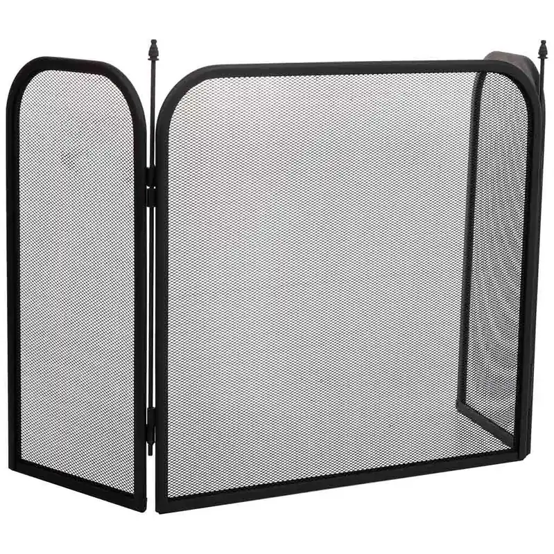 Pantalla de protección para chimenea de metal negro 97x02x53h cm - Electrodomésticos
