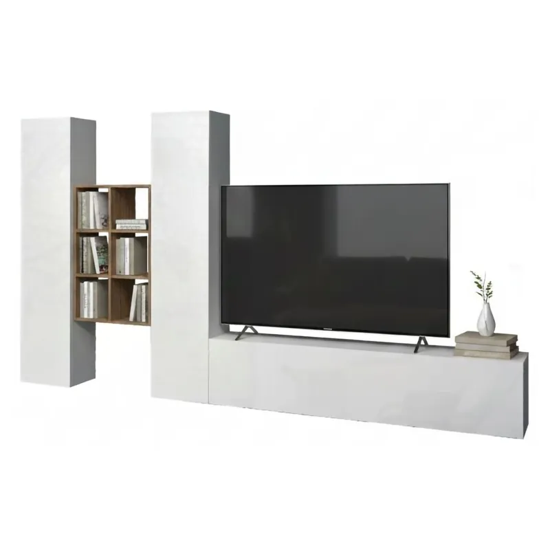 Parede montada com efeito madeira - Muebles