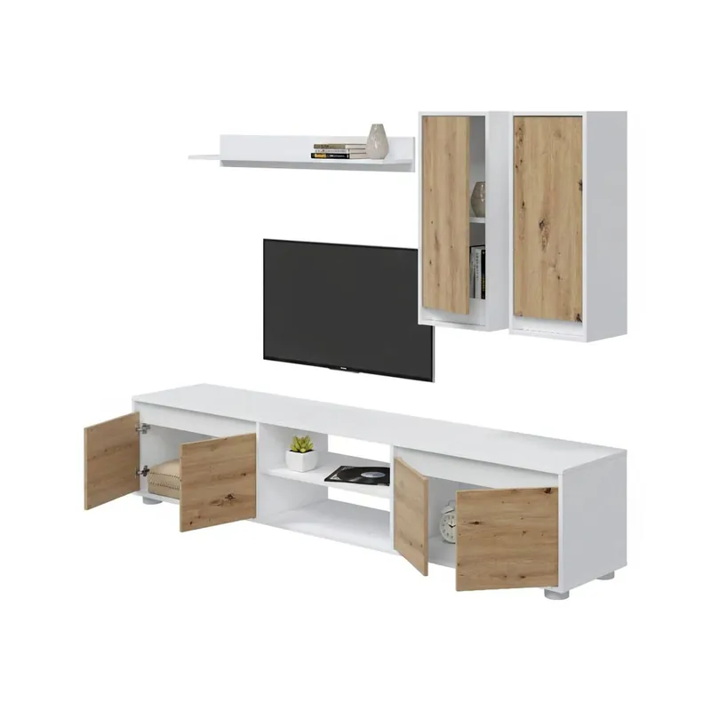 Parede montada com efeito madeira - Muebles