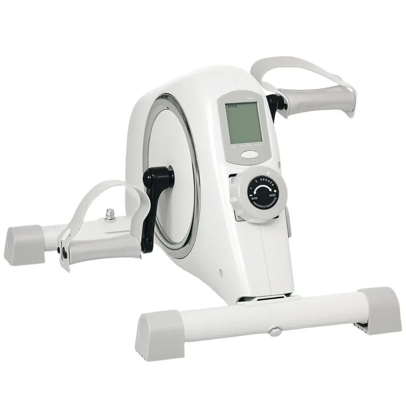 SPORTNOW Pedales Estáticos Mini Bicicleta Estática con Resistencia Magnética de 8 Niveles Pantalla LCD y Pedales Antideslizantes para Ejercitar Brazos y Piernas Pedaleador para Casa Oficina Blanco - Deporte