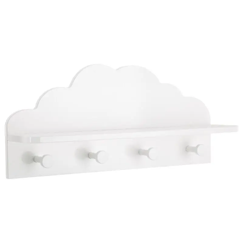 Perchero 4 colgadores MDF blanco 12x48x22cm - Bebé