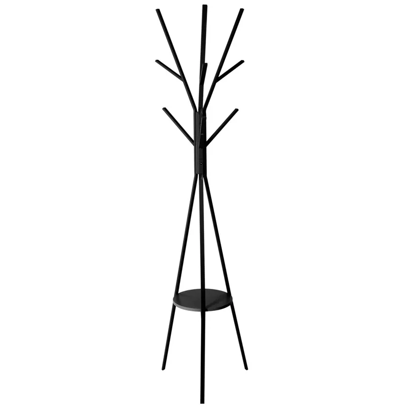 Perchero Auxiliar Negro Metal 9 Colgadores 180 cm - Decoración