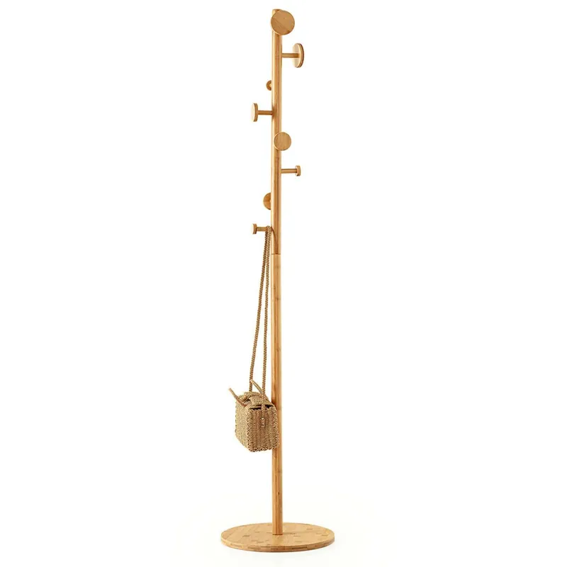 Perchero De Pie 8 Colgadores Color Bambú 175 cm - Decoración