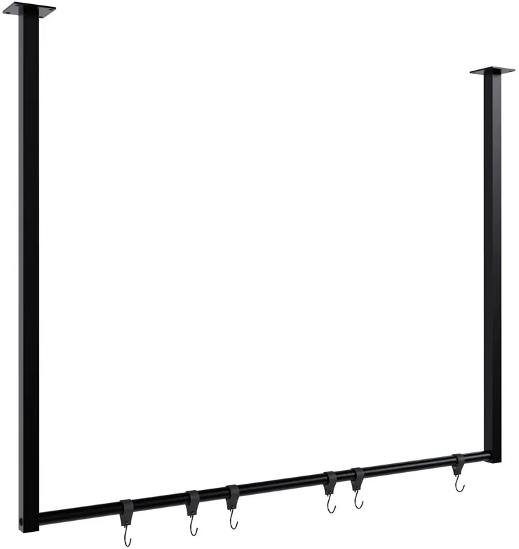 Barra de colgar Fenton con 6 perchas Metal Negro 7X100X80 cm - Decoración