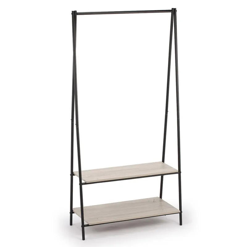Perchero de pie MOA Vinthera 1 barra + 2 estantes negro 160 cm - Decoración
