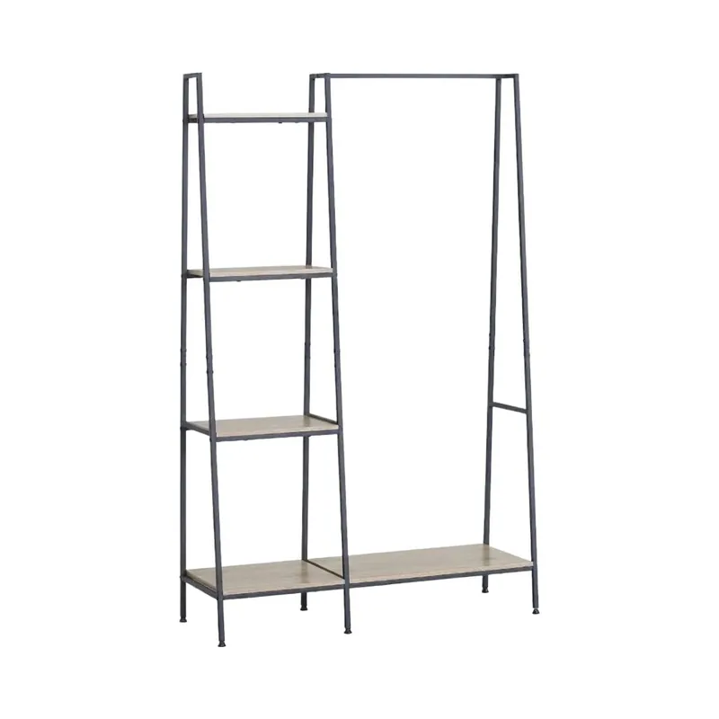 Perchero Heritage con barra y 4 estantes negro/natural 161×101×36 cm - Decoración