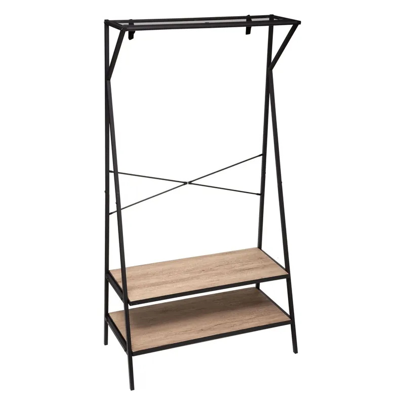 Perchero Recibidor Jano en Negro y Roble 80x160 cm - Muebles