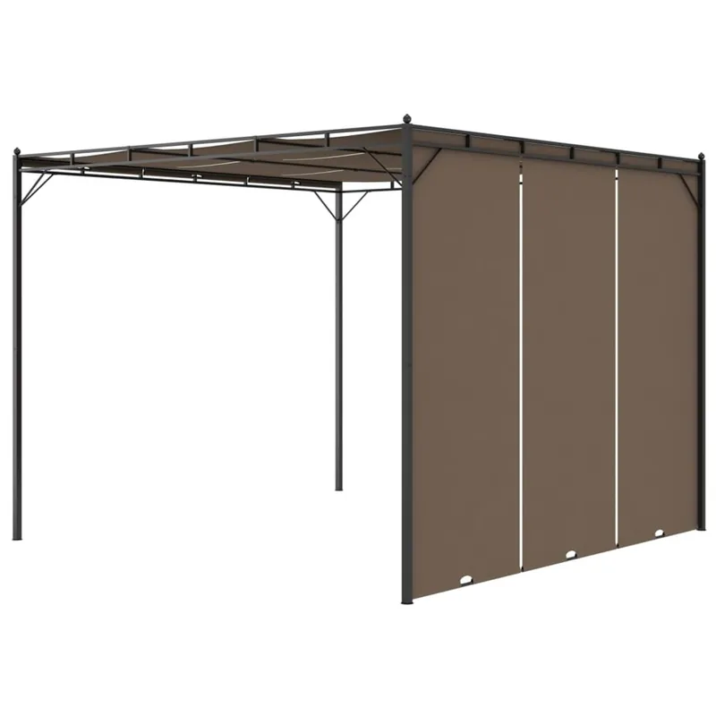 Pérgola Amapola techo corredizo + cortina lateral gris taupe 225x300x300 cm - Jardín