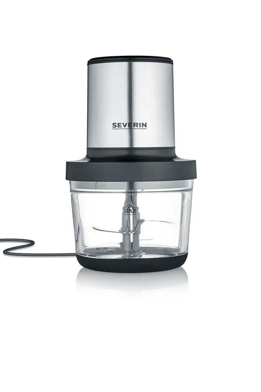 SEVERIN Picadora universal, picadora múltiple para picado grueso y fino, picadora con numerosos accesorios, negro mate/acero inoxidable cepillado, KM 3867 - Electrodomésticos