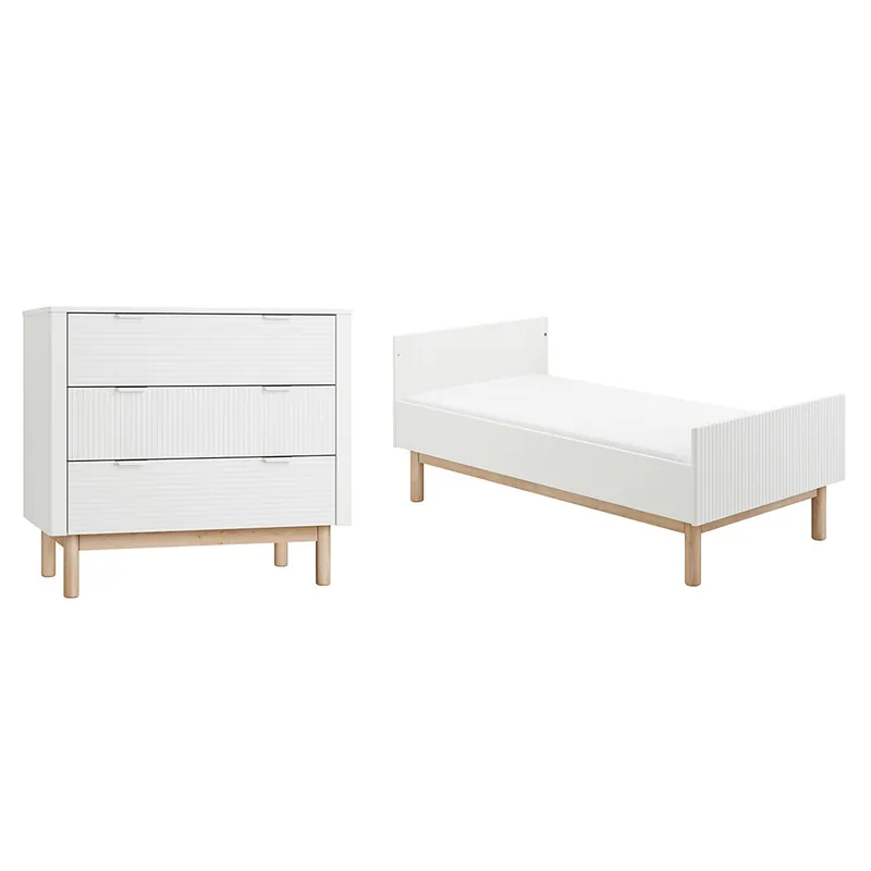 Pinio Miloo Cuna evolutiva 70x140 y cómoda 3 cajones Blanco - Bebé