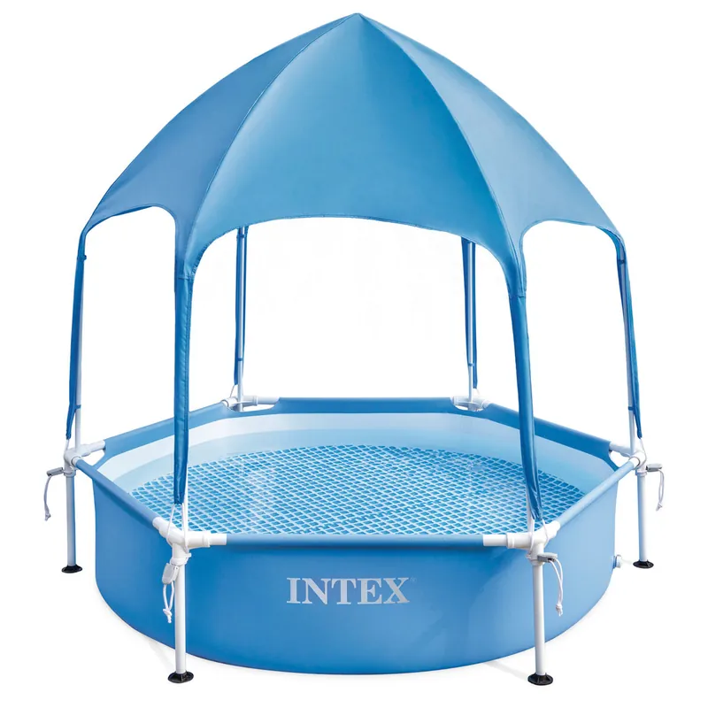 Piscina desmontable circular 700 L c/toldo desmontable Canopy Metal Frame INTEX - Jardín
