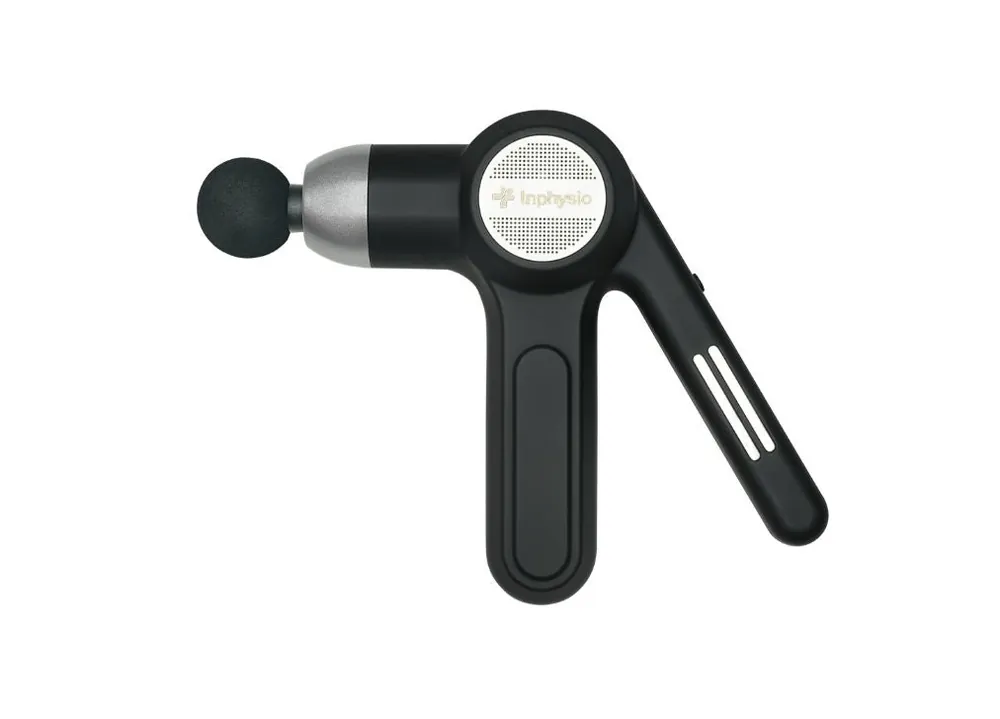 Pistola de Masaje Muscular Vibratorio de la terapia percusiva - Mango ergonómico, 5 accesorios de terapia