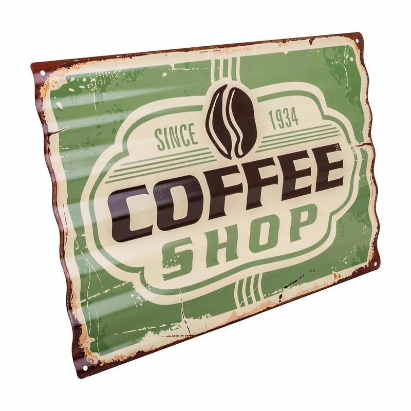 Placa de Pared Alexandra House Living Coffee Shop Hierro 59 x 1 x 40 cm - Decoración