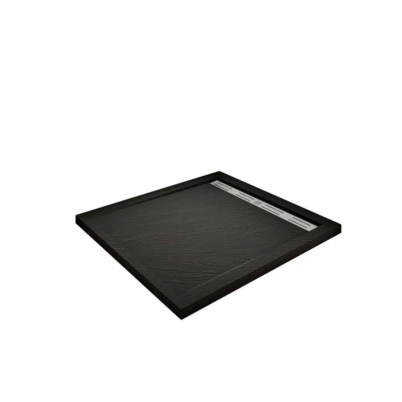 Plato de ducha cuadrado 90x90x3cm resina pizarra gel coat negro,válvula incluida - Baño