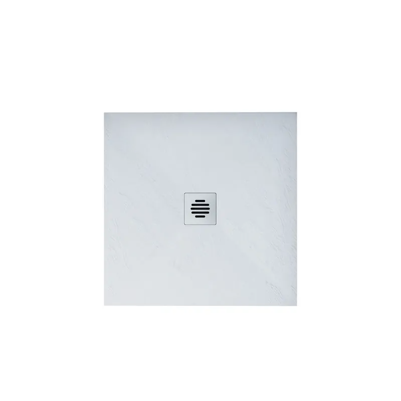 Plato de ducha cuadrado 80x80x3cm blanco+desagüe con tapa plástica de forma rejilla - Baño