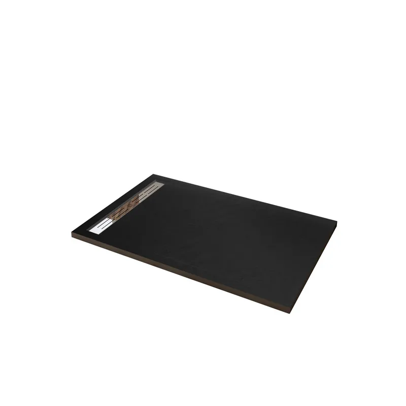 Plato de ducha rectangular 70x90x3cm resina pizarra gel coat negro,válvula incluida - Baño