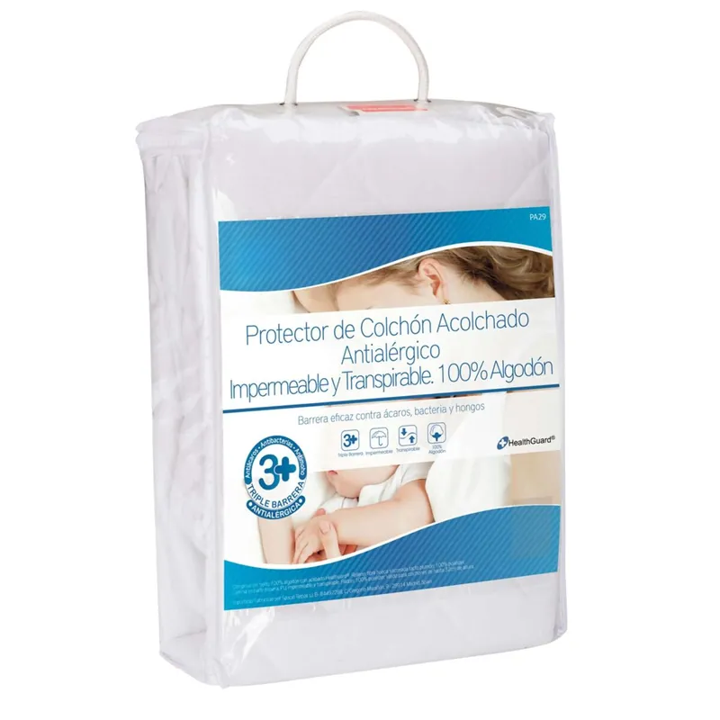 Protecto de Colchón en Varias Medidas con Triple Barrera Impermeable en Color Blanco Altura Máx 32 cm - Descanso
