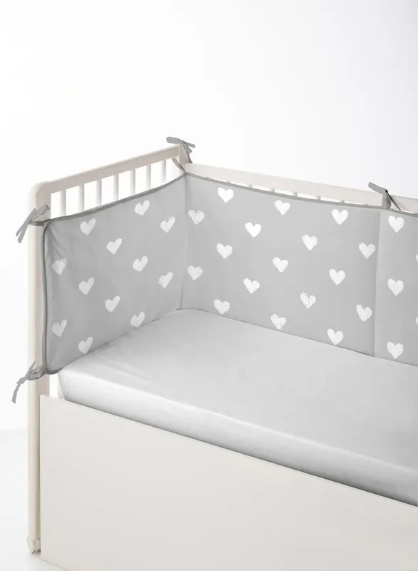 PROTECTOR DE CUNA/MAXICUNA CORAZONES A Fabricado con 100% algodón 60x60 cm - Bebé