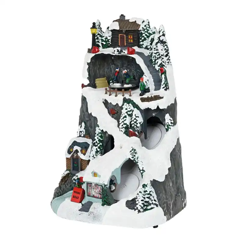 Well Home Pueblo Navideño para decoración con Luces LED y movimiento 30,1x17,7x19,6cm