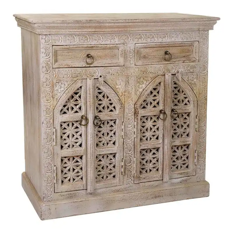 Recibidor de madera acabado artesanal 90x45x90 cm - Muebles