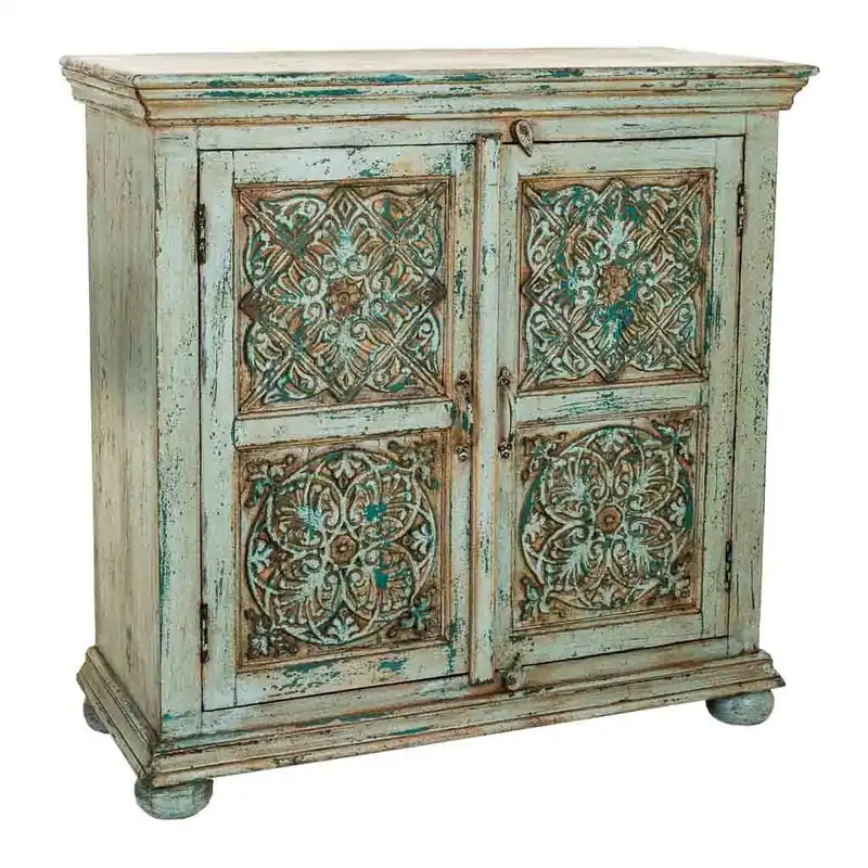 Este recibidor en tono verde es una opción encantadora para decorar la entrada de tu hogar. - Muebles