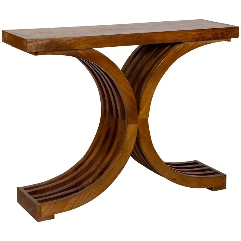 Recibidor de madera artesanal marrón 100x30x82h cm - Muebles