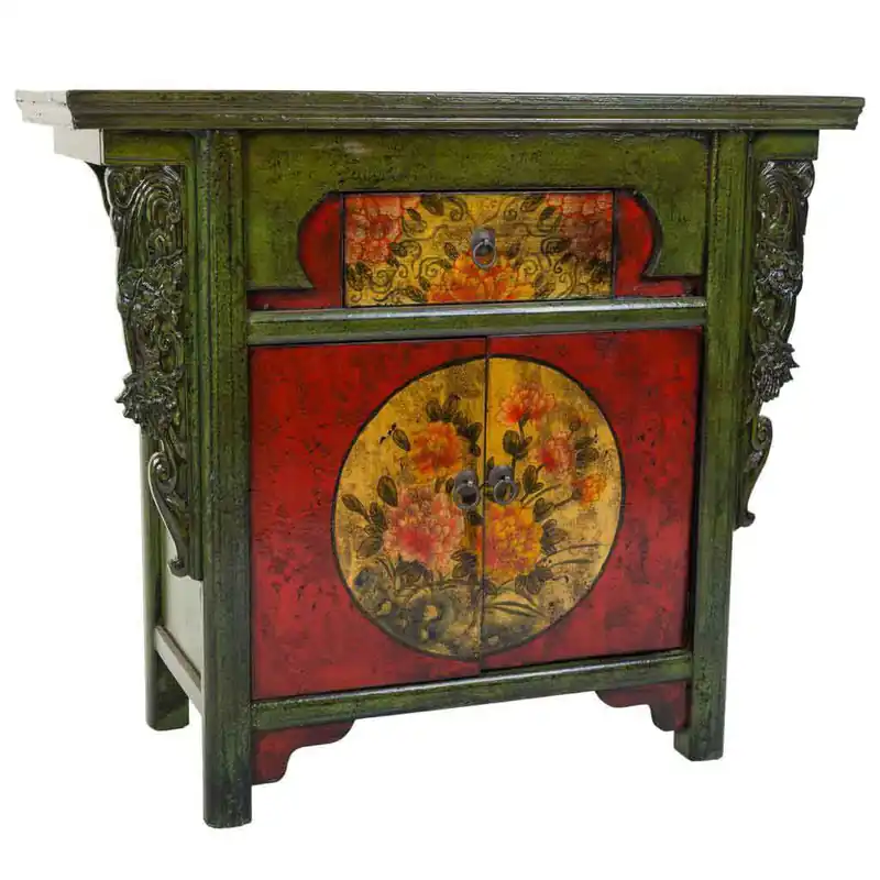 Recibidor de madera verde 91x40x80h cm - Muebles