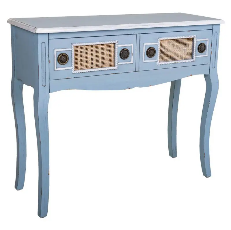 Recibidor de madera azul 90x33x77h cm - Muebles