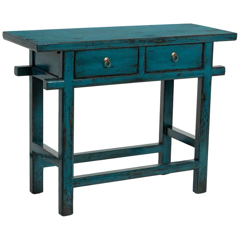 Recibidor de madera azul 108x43x82h cm - Muebles