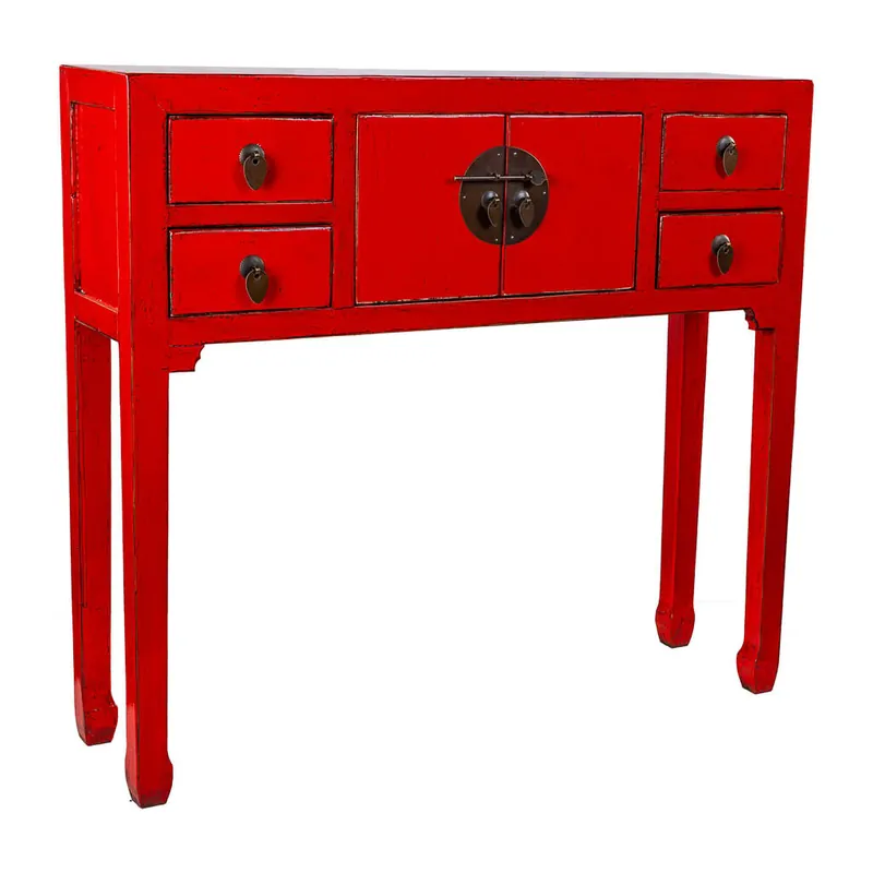 Recibidor de madera rojo 93x25x84 - Muebles