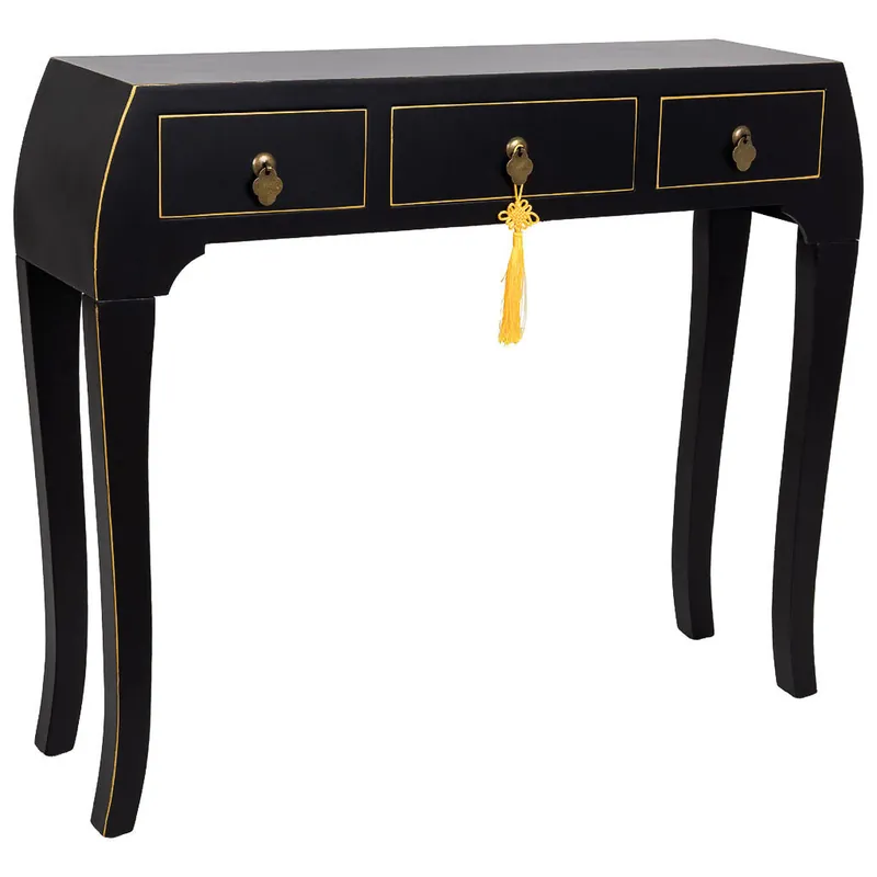 Recibidor de madera negro 96x26x80 cm - Muebles