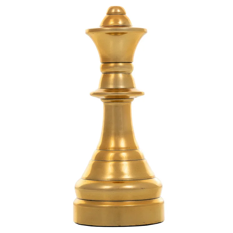 Reina de ajedrez de aluminio dorado 16 cm - Decoración
