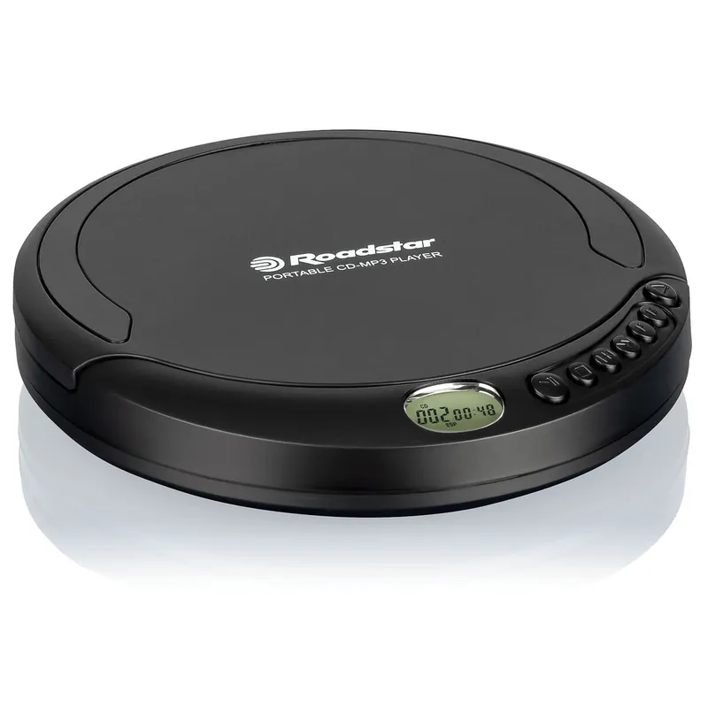 Roadstar PCD-498NMP/BK Discman Reproductor CD-MP3 Portátil con Auriculares Incluidos, Función Antichoque Pantalla LCD, , Negro