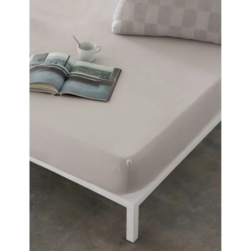 Sábana Bajera Ajustable Naturals ELBA Gris claro 150 x 200 (Cama de 150) - Textil