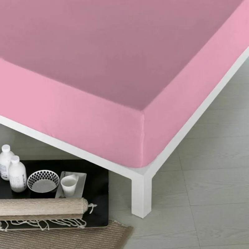Sábana Bajera Ajustable Naturals Rosa Cama de 105 (105 x 190 cm) - Textil