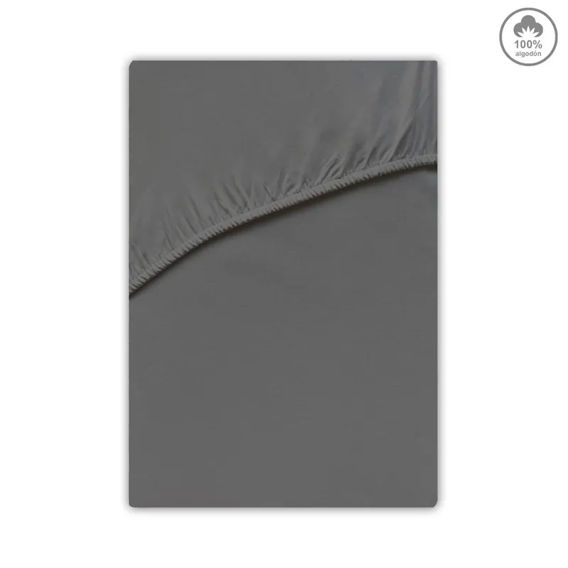 Sábana bajera VICTORIA 100% algodón cama 90cm color antracita - Textil