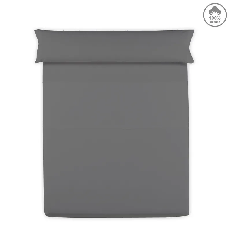 Sábana encimera VICTORIA 100% algodón cama 90cm color antracita - Textil