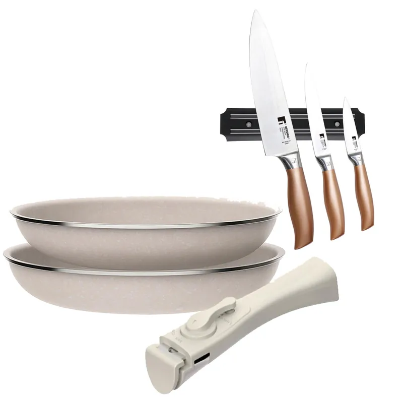 Sartenes Ø24Ø28cm inducción Click&Cook y Cuchillos de cocina