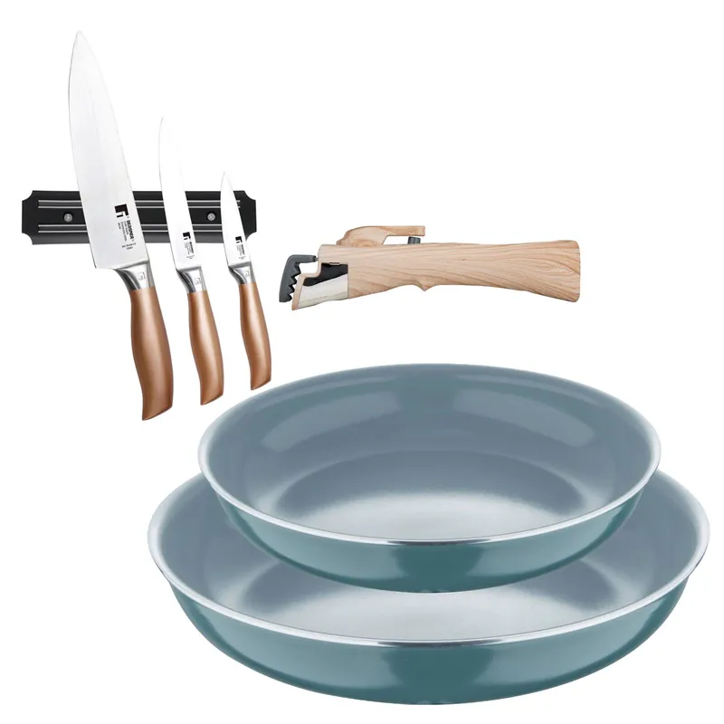 Sartenes Ø24Ø28cm inducción Click&Cook y Cuchillos de cocina