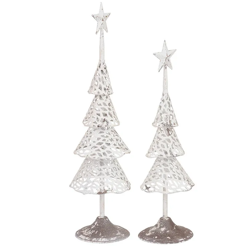 Set 2 arboles de metal blancos 15x15x53, 13x13x45h cm - Decoración