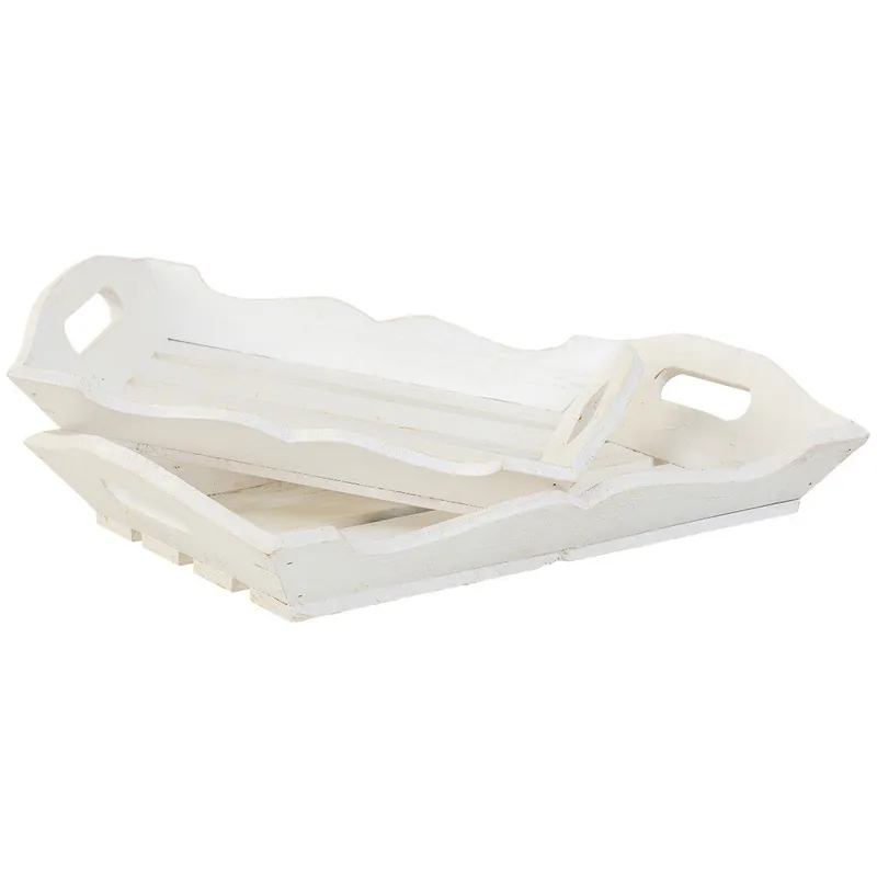 Set 2 bandejas de madera blancas - Cocina