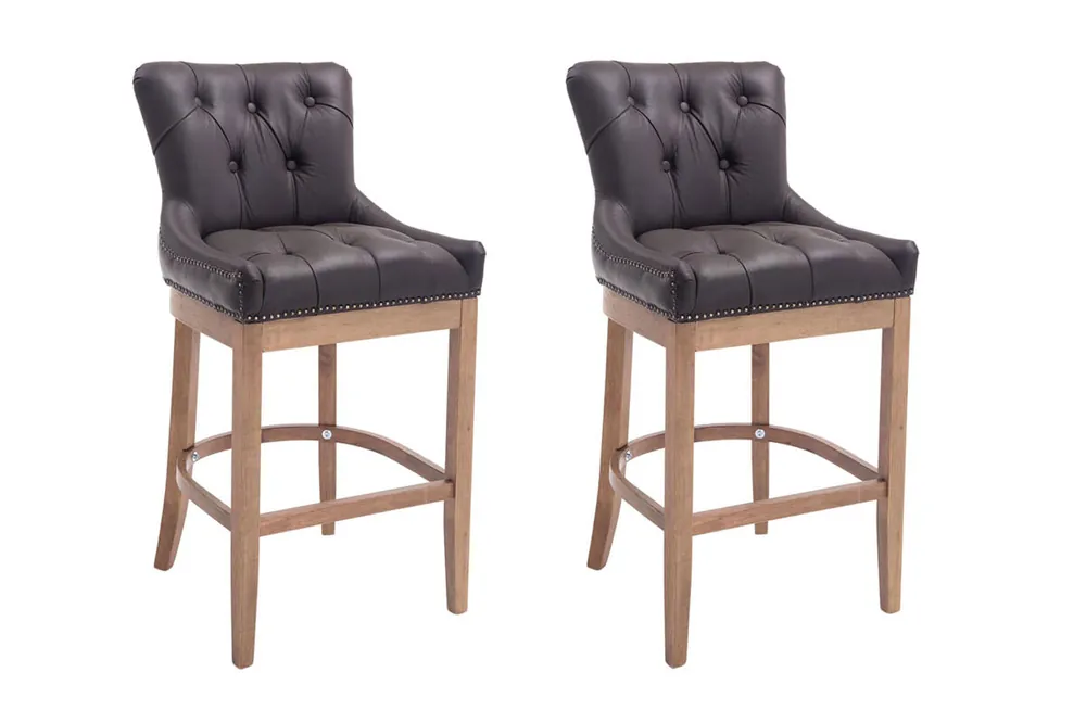 Set 2x Taburetes Lakewood en Cuero Original 55x57x109 cm - Muebles