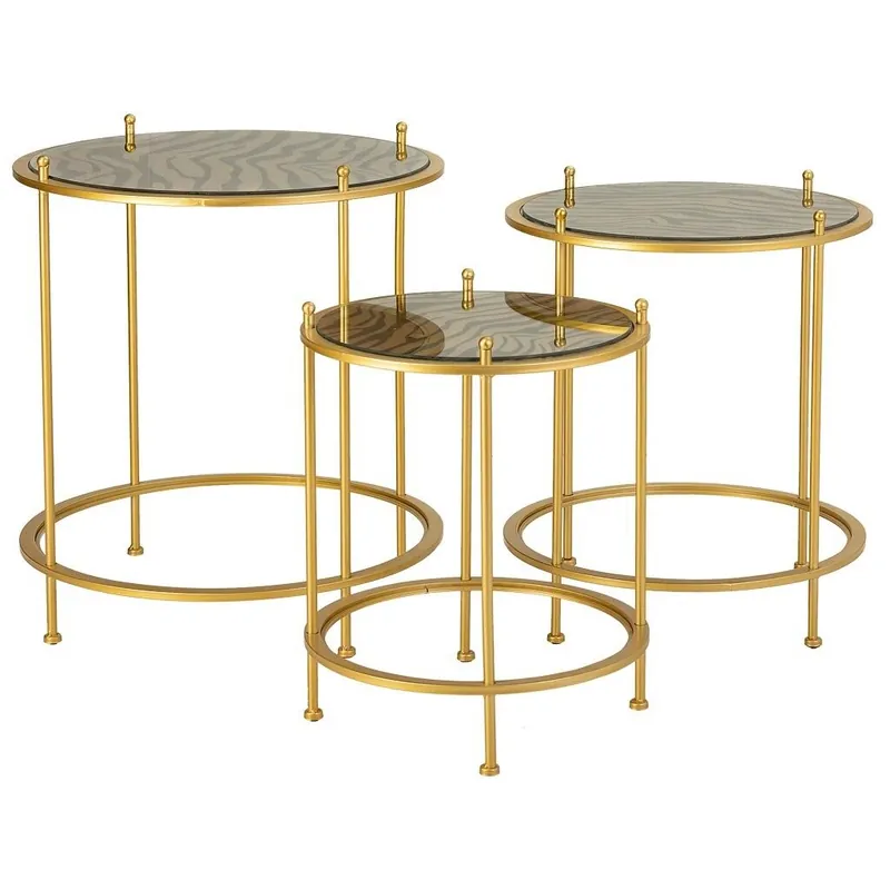 Set 3 mesas de centro de metal doradas - Muebles