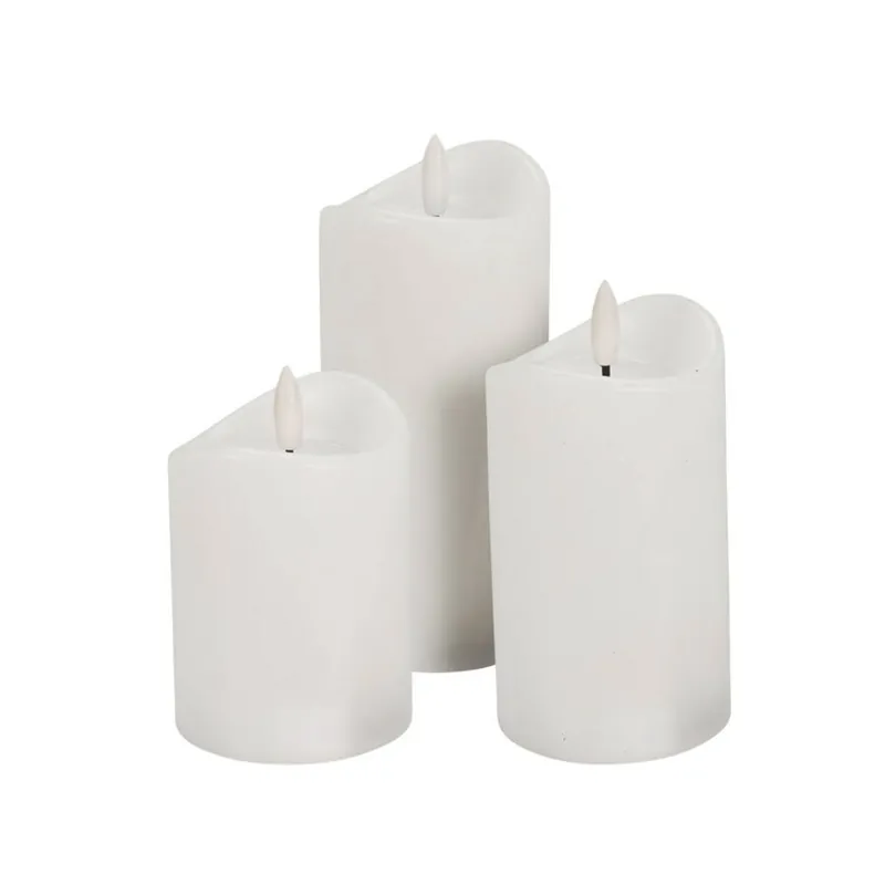 Well Home Juego de 3 Velas LED con Efecto Gelatina y función Temporizador con Tamaños variados - Decoración