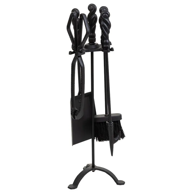 Set 5 herramientas pasa la chimenea de metal negras - Electrodomésticos