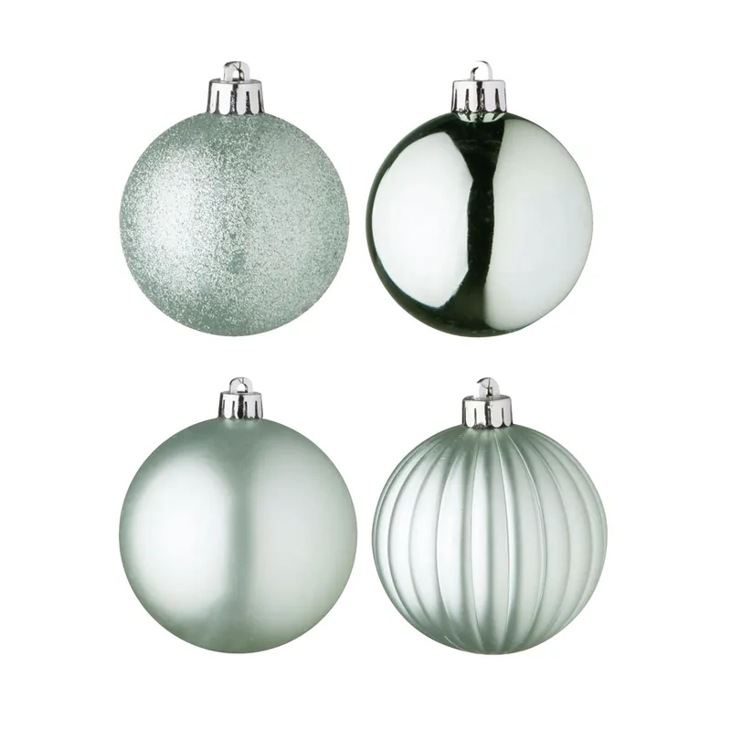 Well Home Set de 100 Bolas de Navidad color Verde en tubo PET con diferentes diseños y acabados - Decoración