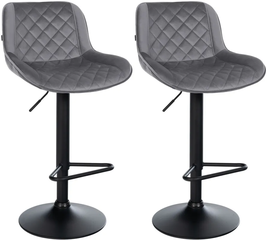 2er Set de taburetes de bar Kasson Terciopelo Azul 52X50X84 cm - Muebles
