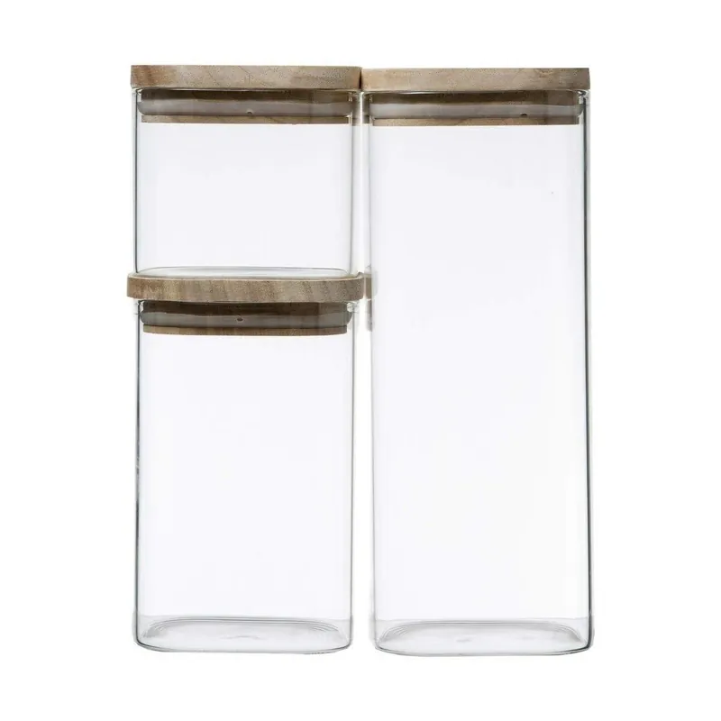 Set de 3 Botes Secret de Gourmet Apilable Transparente Vidrio - Cocina